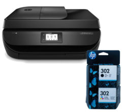 HP OfficeJet 4650 All-in-One Wireless Inkjet Printer with Fax & Combo 302 Tri-colour & Black Ink Cartridges Bundle